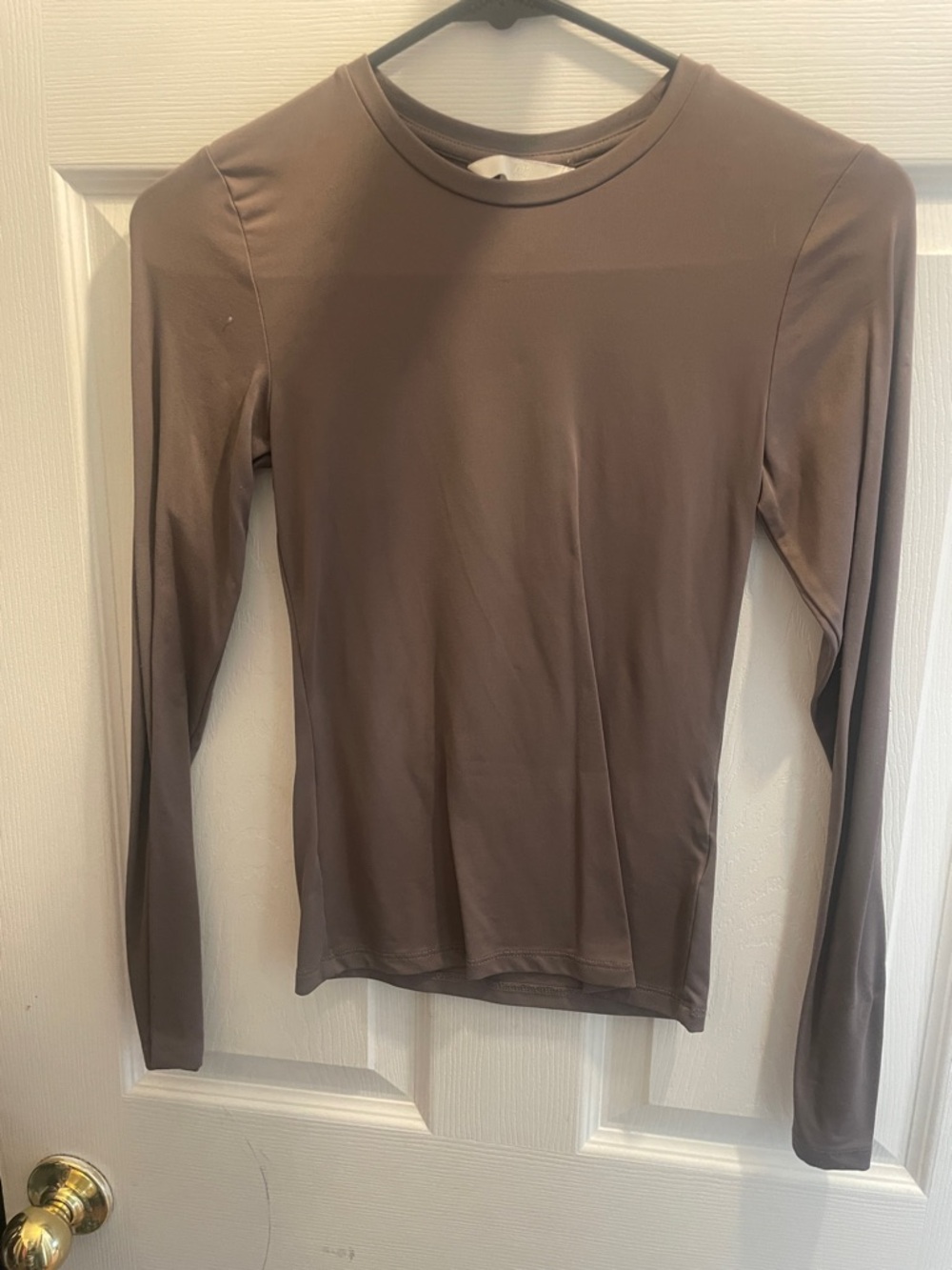 H&M Long Sleeve Crewneck Top - Taupe Brown